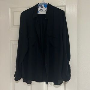Sheer black button up top. Perfect for work and a night out.